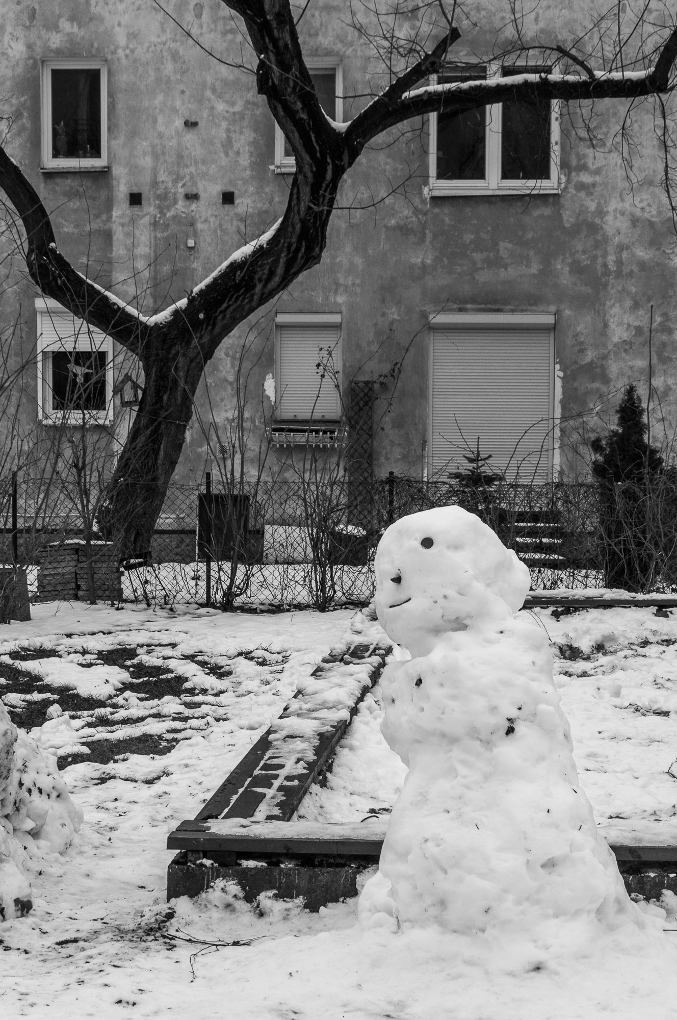 Adam Mazek Photography. Warsaw 2018. Minimalism. Crooked Snowman II. Happiness.