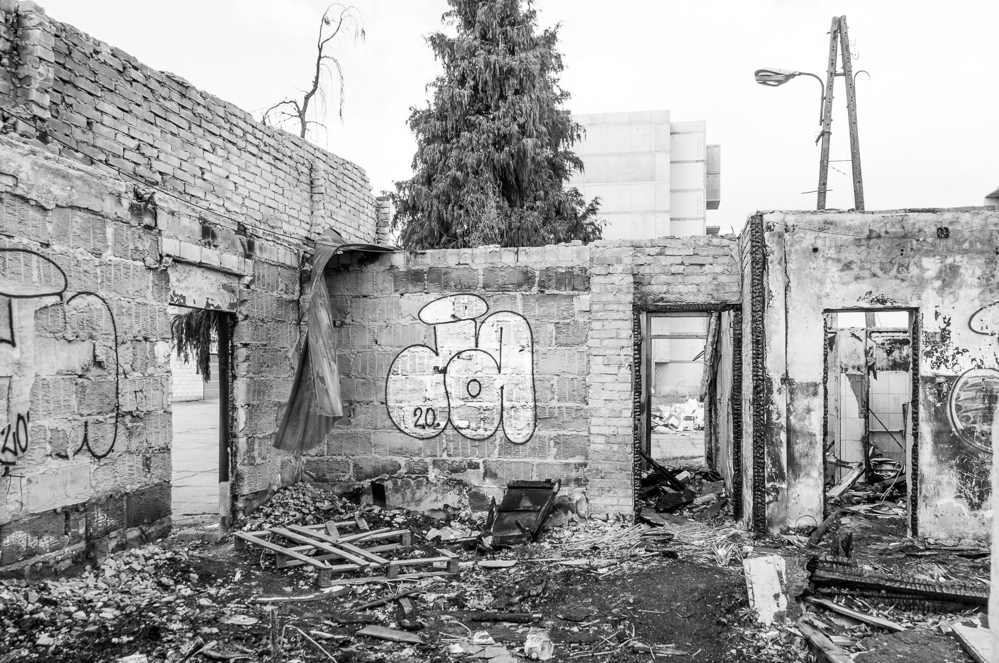 Adam Mazek Photography Warsaw 2021. Post: "Dark ages." Minimalism. Ruined building.
